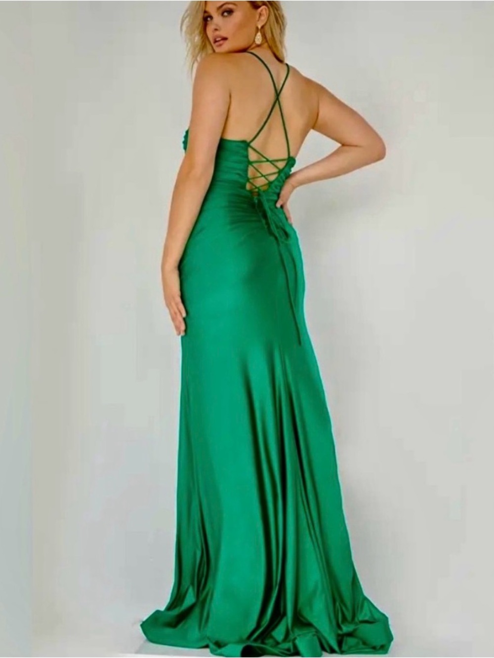 Jovani Green Formal Gown Corset Back NWT SIZE 12 Prom Wedding Guest Evening